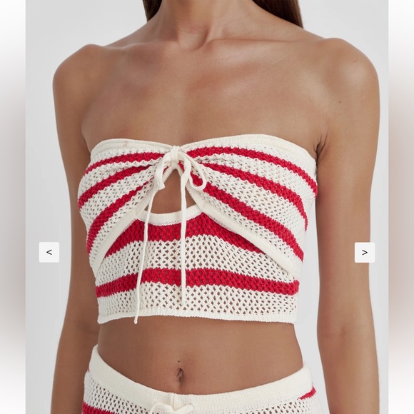 4th & reckless : Red And White Striped Knitted Top & Trouser- Lior